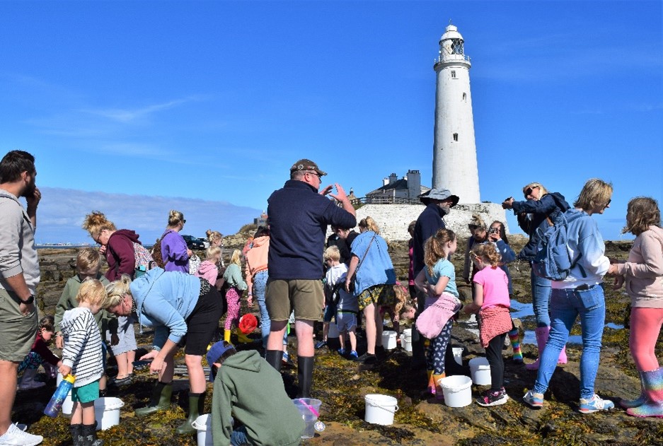 Group of people at St Mary's lighthouse