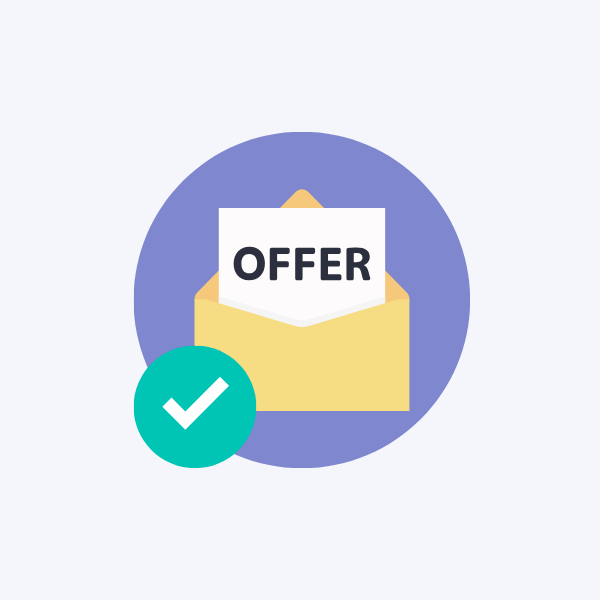 An envelope with a piece of paper titled "Offer"