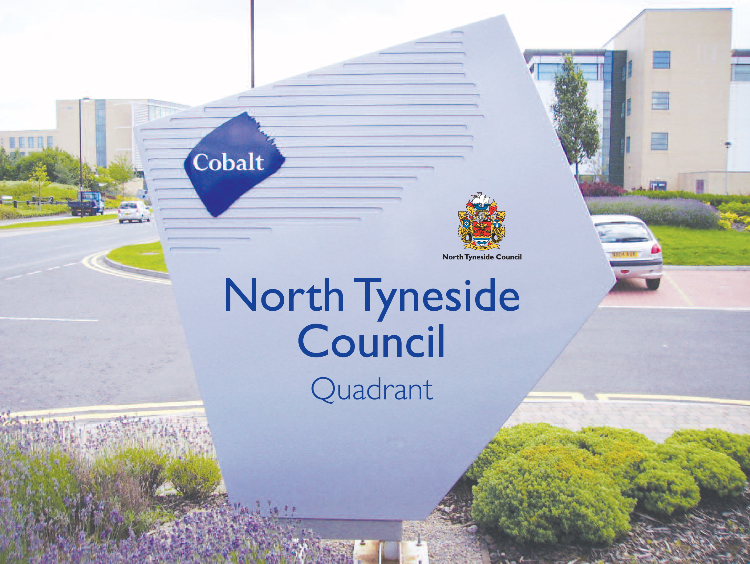 A sign saying 'North Tyneside Council' Quadrant at their office in Cobalt Park