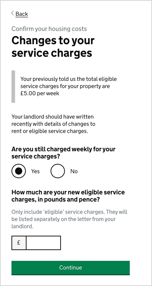 Screenshot from gov.uk showing information described in text preceeding
