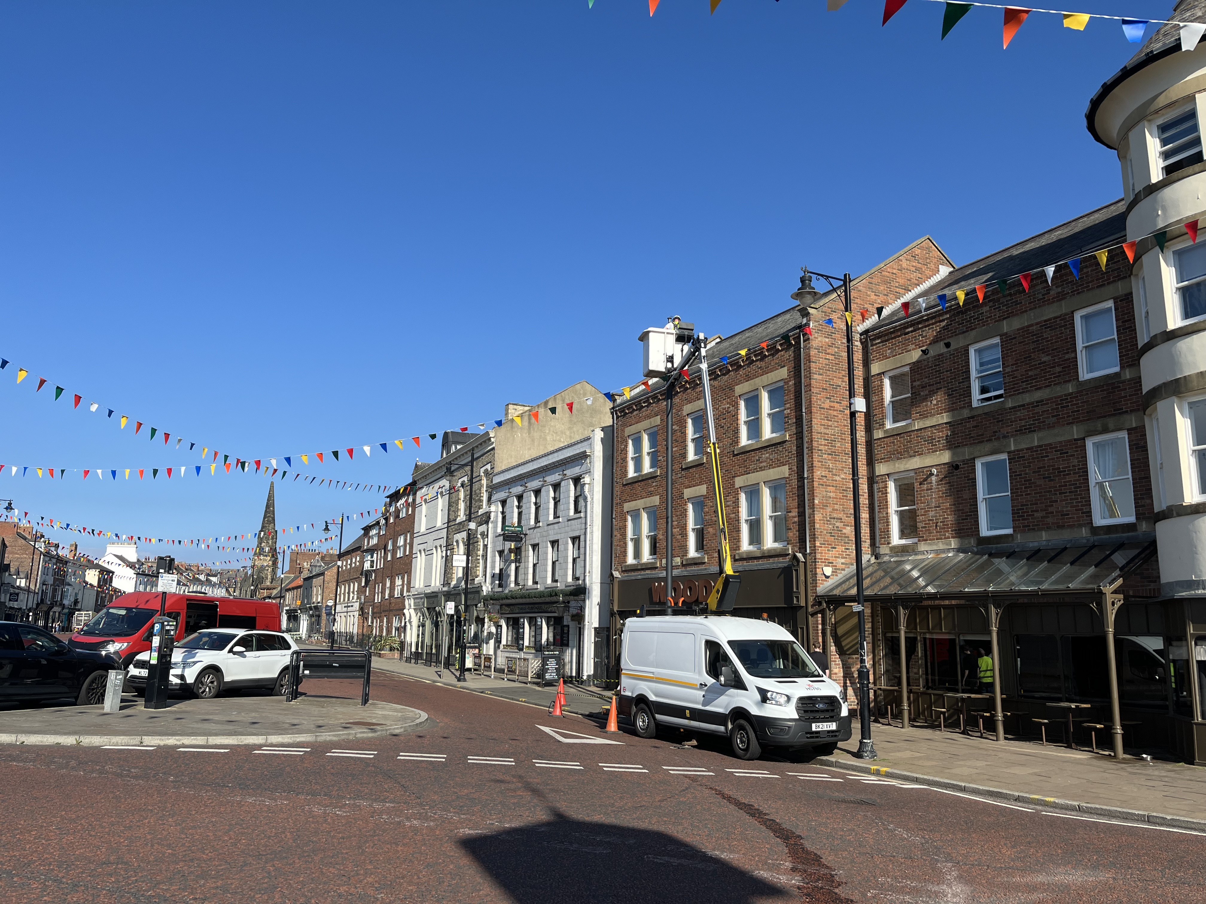 The team installing a camera on Tynemouth Front Street 