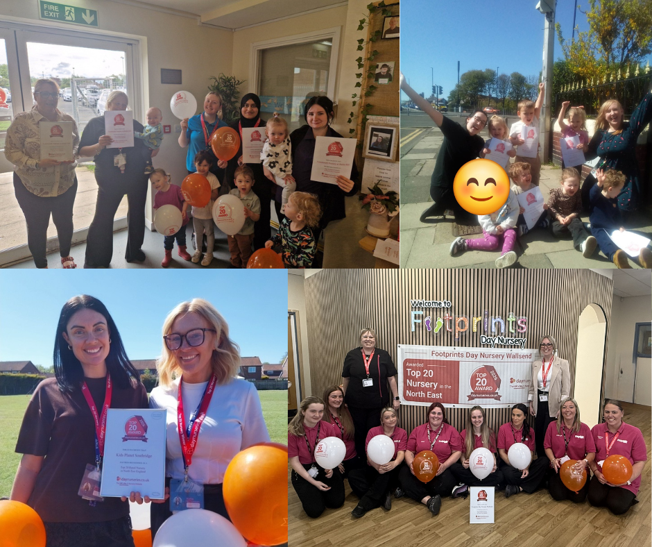 Groups of people celebrating winning a top nursery award