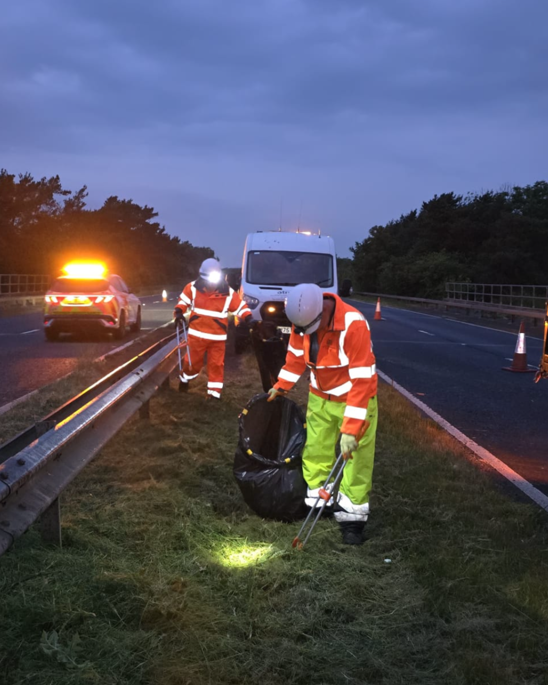 Litter picking on the A19