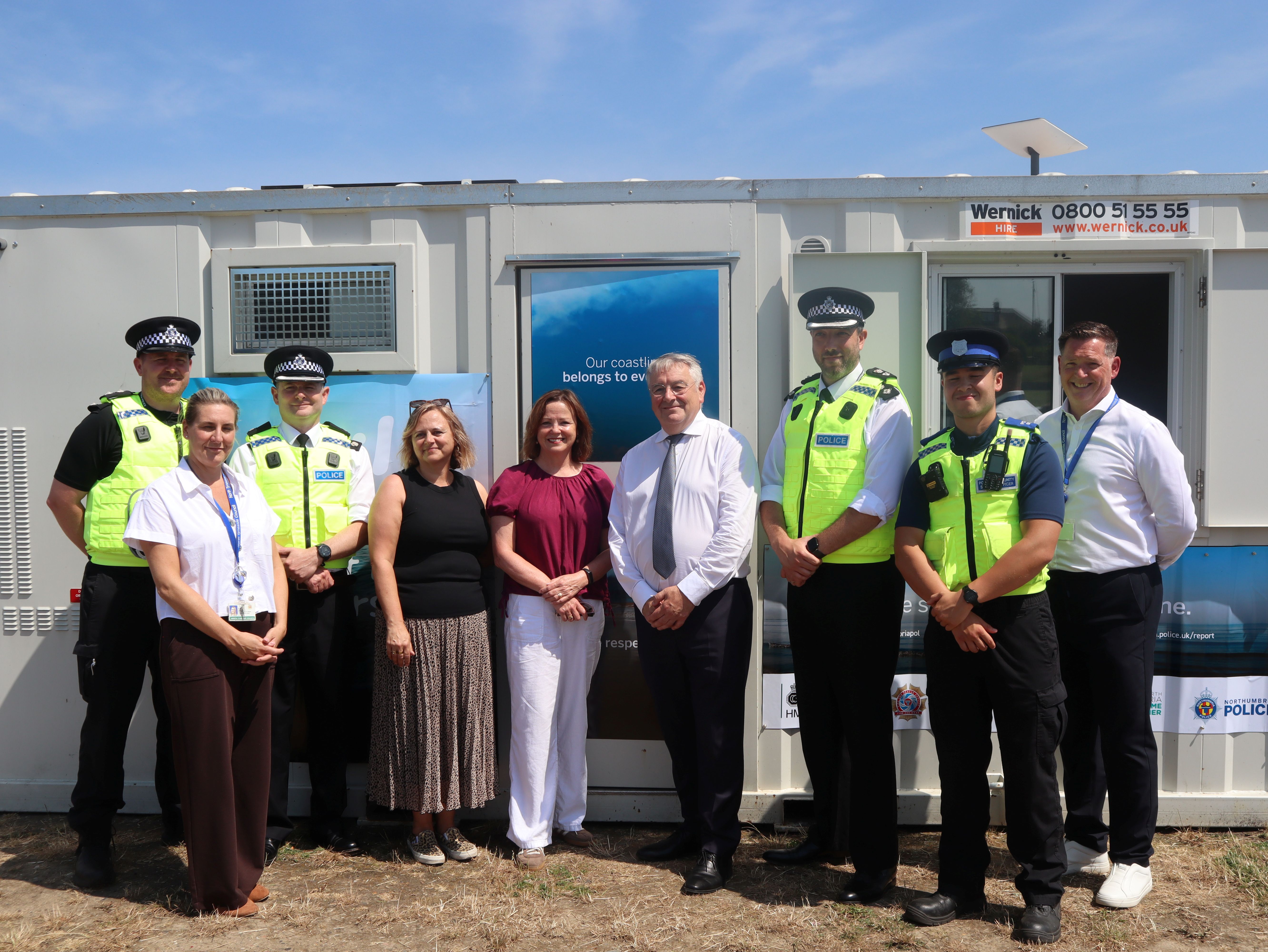 orth Tyneside's Elected Mayor Karen Clark, Sir Alan Campbell, MP for Tynemouth, and Deputy Police and Crime Commissioner in front of the new Coastwatch hub. 