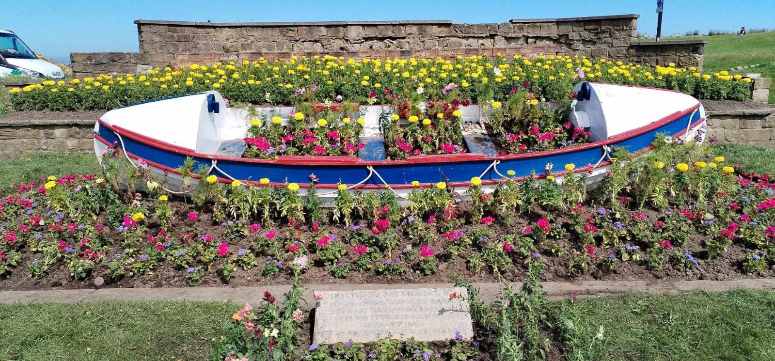 old boat used as flower bed