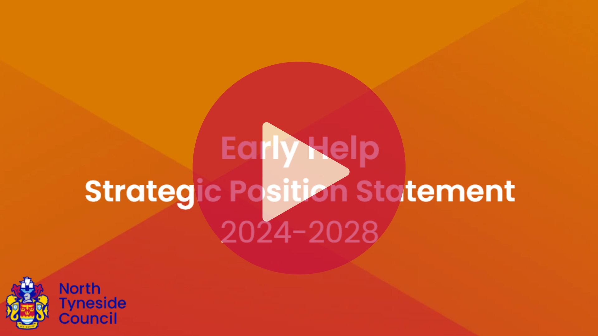 Orange background with the council logo and a video play button over the front 