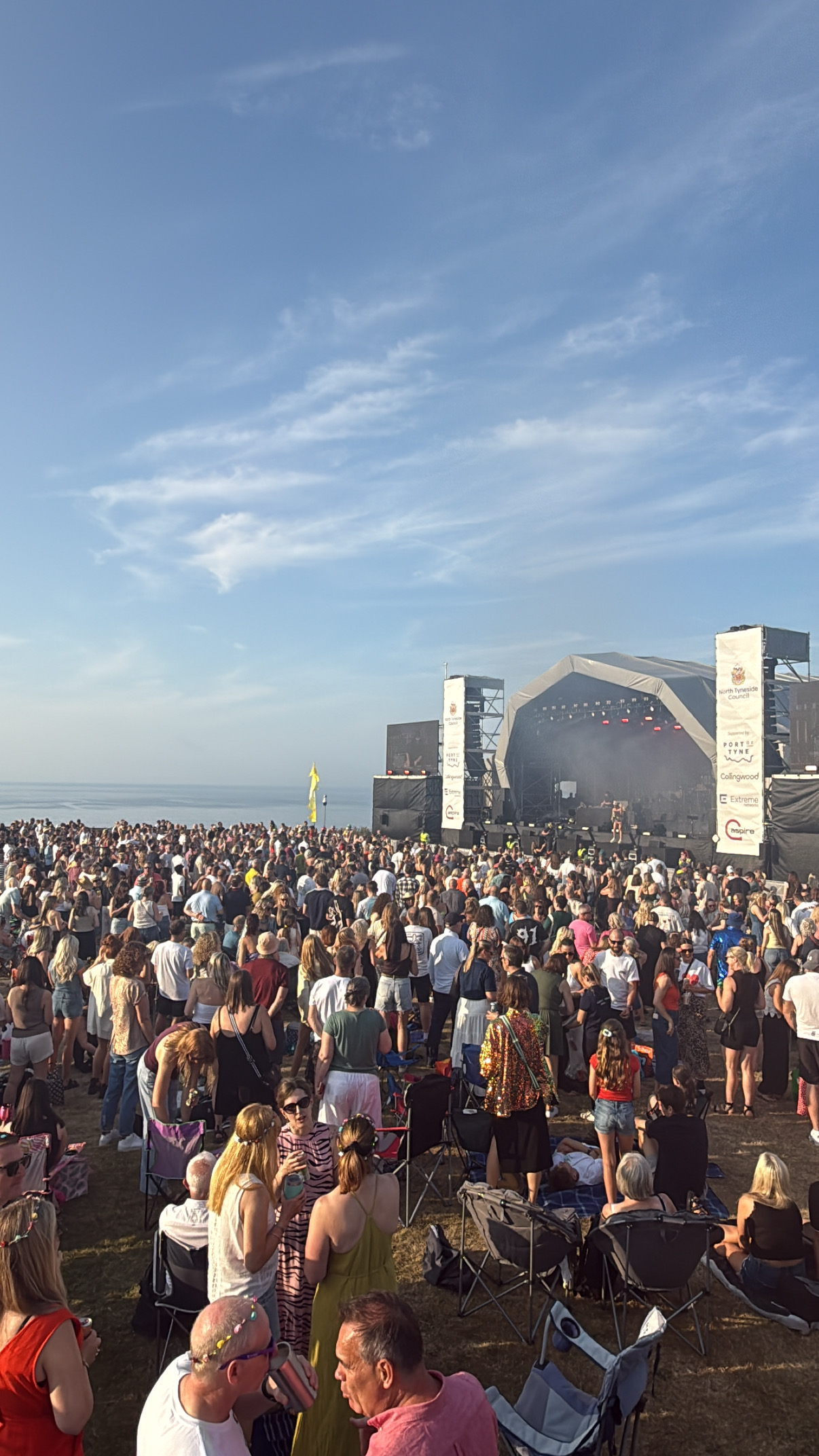The North Sea was visible to the hundreds in the crowd.