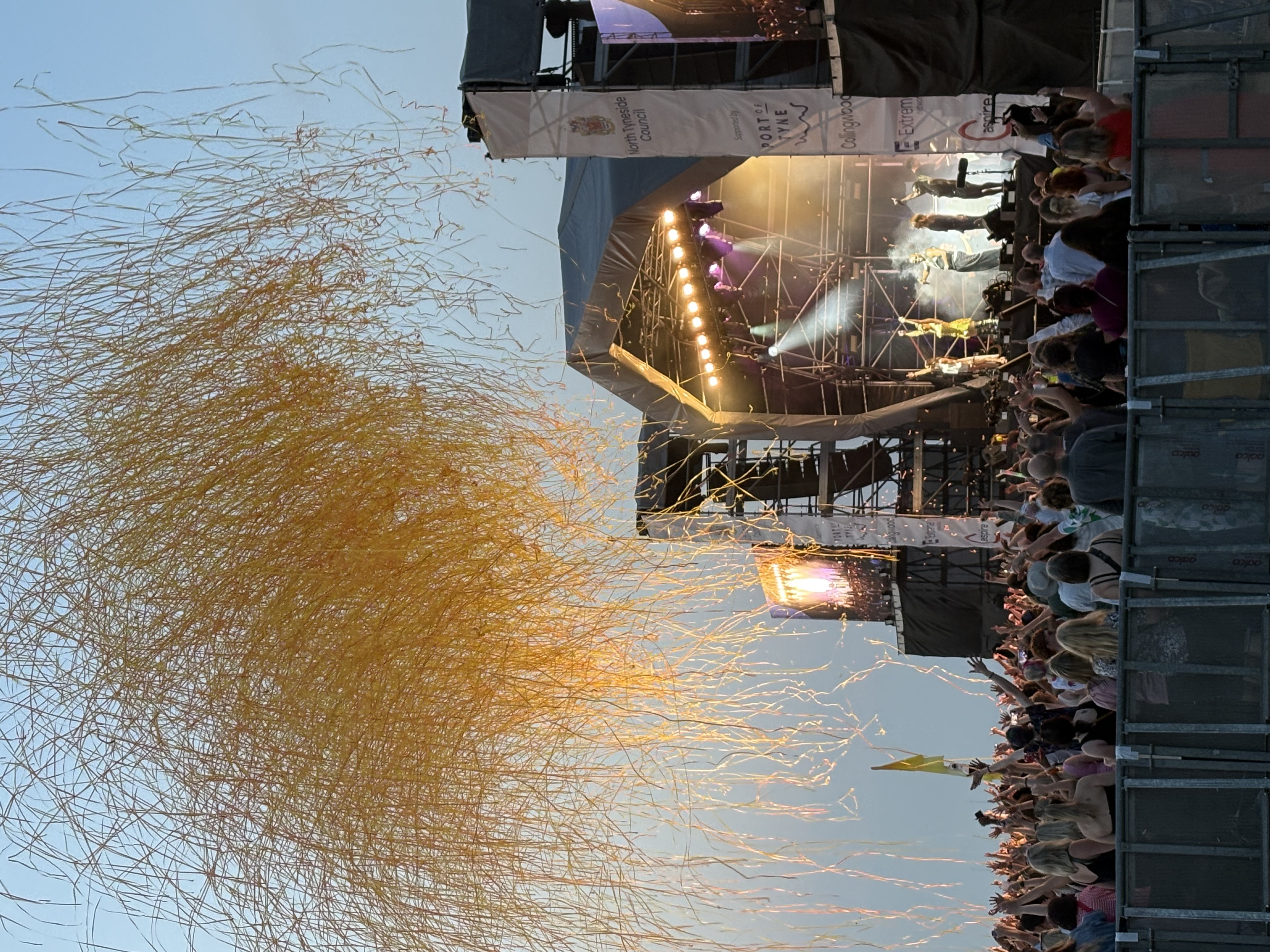 Golden ribbon, fired into the sky, during the grand finale.