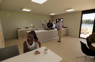 Artist image of inside of a cafe