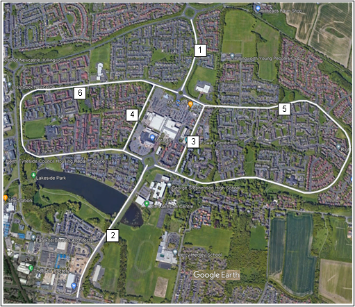 Map showing main walking areas around Killingworth