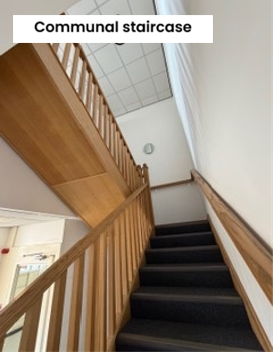 Staircase with wooden bannister