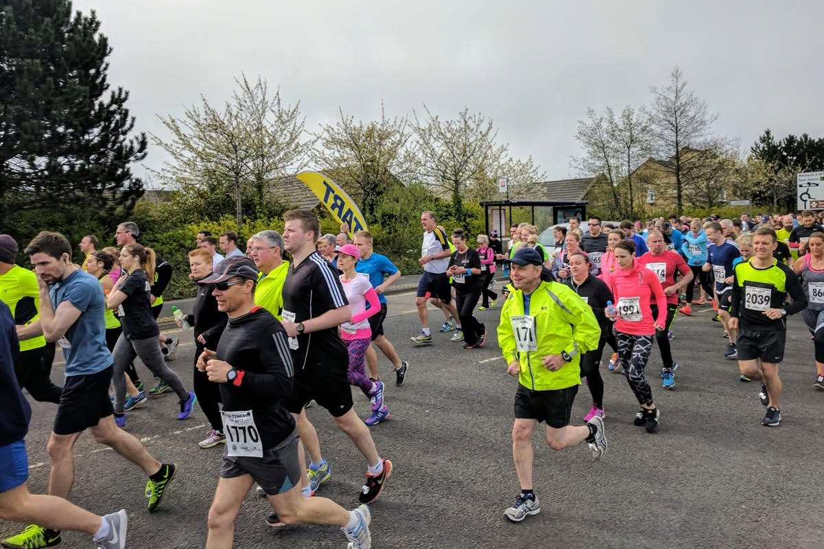 Runners at the start of the 10k road race
