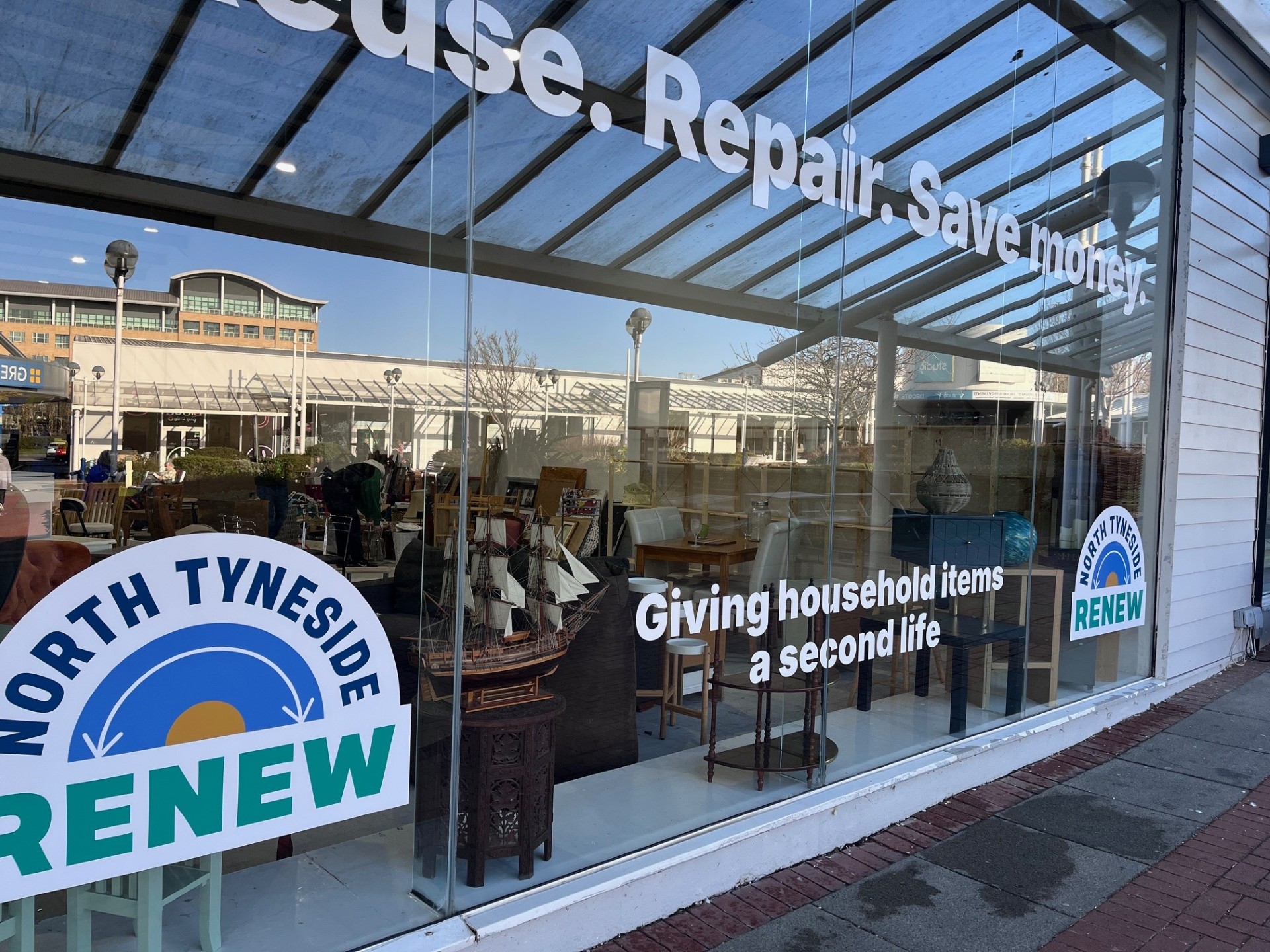 Image of the shop front of the North Tyneside reuse shop