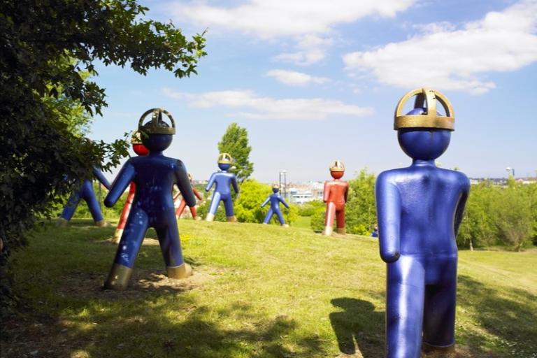 A colour photo of the Permindar Kaur dudes artwork at Royal Quays