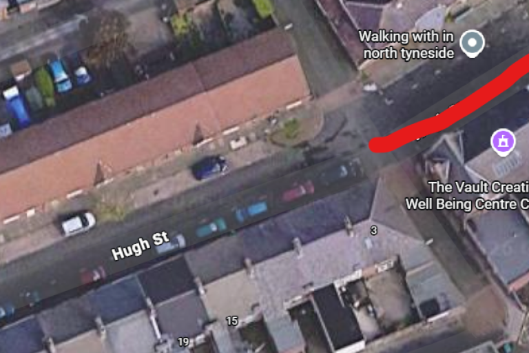 Aerial map of a street in Wallsend 