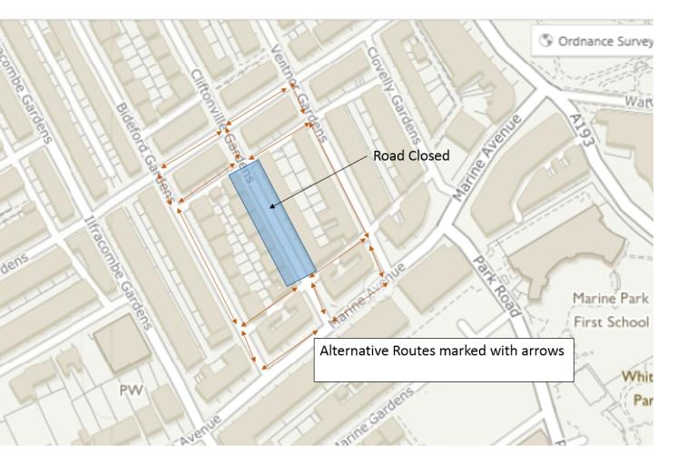 A map of Cliftonville gardens in Whitley Bay