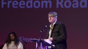 Poet Laureate Simon Armitage reading commissioned poem Freedom Road.