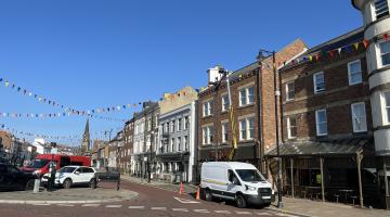 The team installing a camera on Tynemouth Front Street 