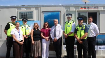 orth Tyneside's Elected Mayor Karen Clark, Sir Alan Campbell, MP for Tynemouth, and Deputy Police and Crime Commissioner in front of the new Coastwatch hub. 