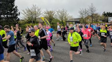Runners at the start of the 10k road race