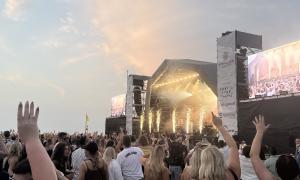Sparklers burst up from the stage as the concert reached it's climax