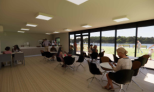 Artist image of inside of a cafe