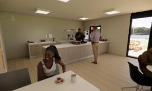 Artist image of inside of a cafe