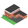 image of a school with trees in front