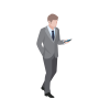 person in a suit on a mobile phone
